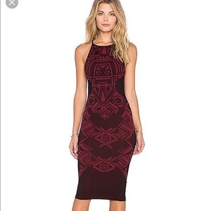 Free People Burgundy Bodycon Midi Dress